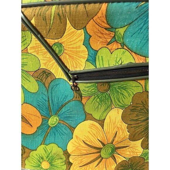 Vintage Retro Small Suitcase Carrying Case Trunk‎ Mid Century Floral Mod Hippie - Picture 3 of 13